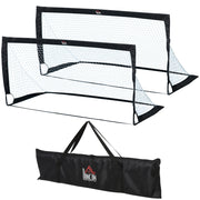 Set di 2 porte da calcio, mini porte, pieghevoli, in acciaio e Tetrolon, nere, 186x90x89 cm, per giardino e parco giochi.