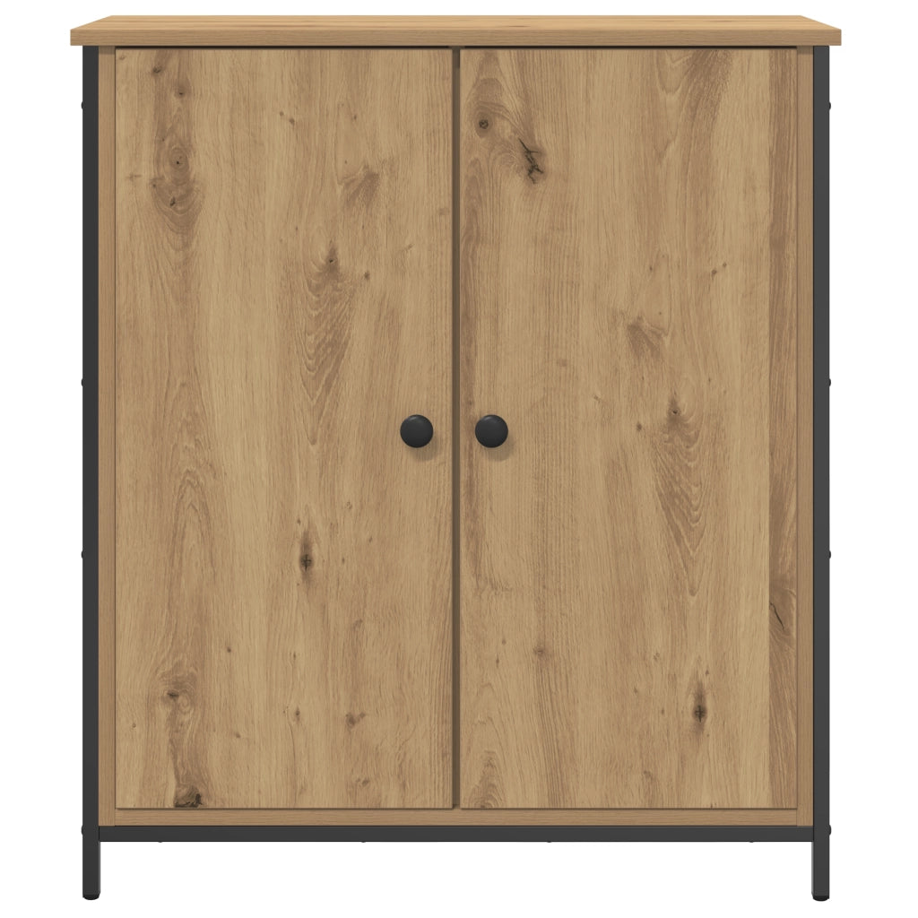 Credenza in Rovere Artigianale 70x30x80 cm Legno ingegnerizzato e Acciaio