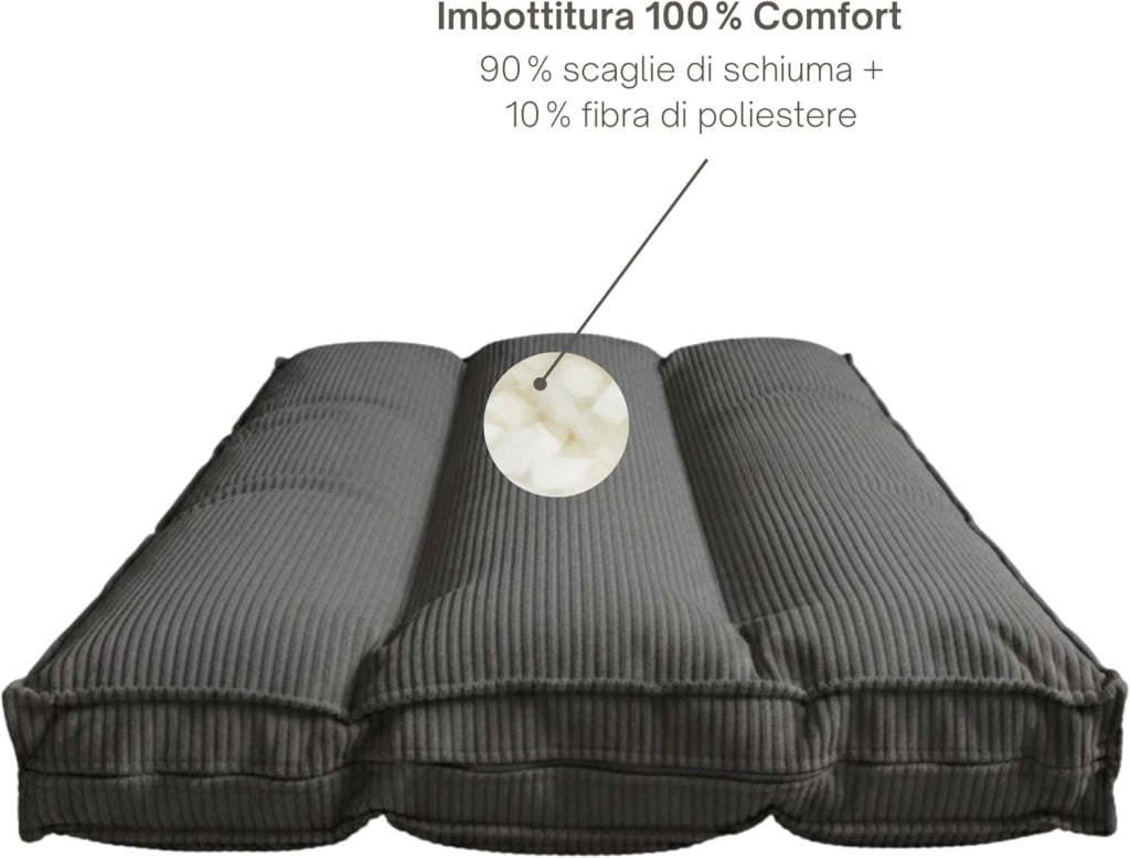 Futon Giapponese 1 Persona Comodo e Spesso, Prodotto in Francia, Sfoderabile, Materassino Pieghevole, Tatami Giapponese Pratico–Letto Singolo, Cinghia di Fissaggio inclusa (90 x 190 cm, Grigio Scuro)