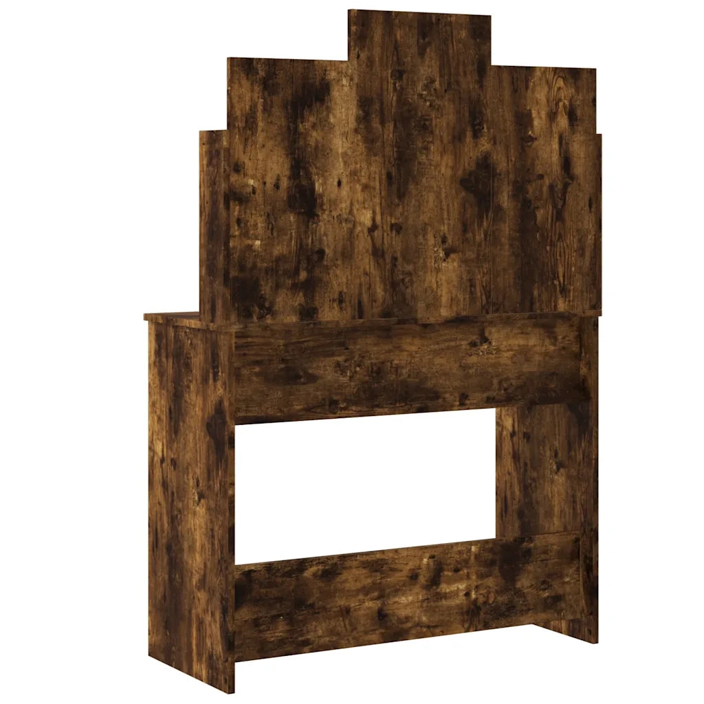 Toeletta | Tavolo da Trucco con Luci LED Rovere Fumo 96x40x142 cm