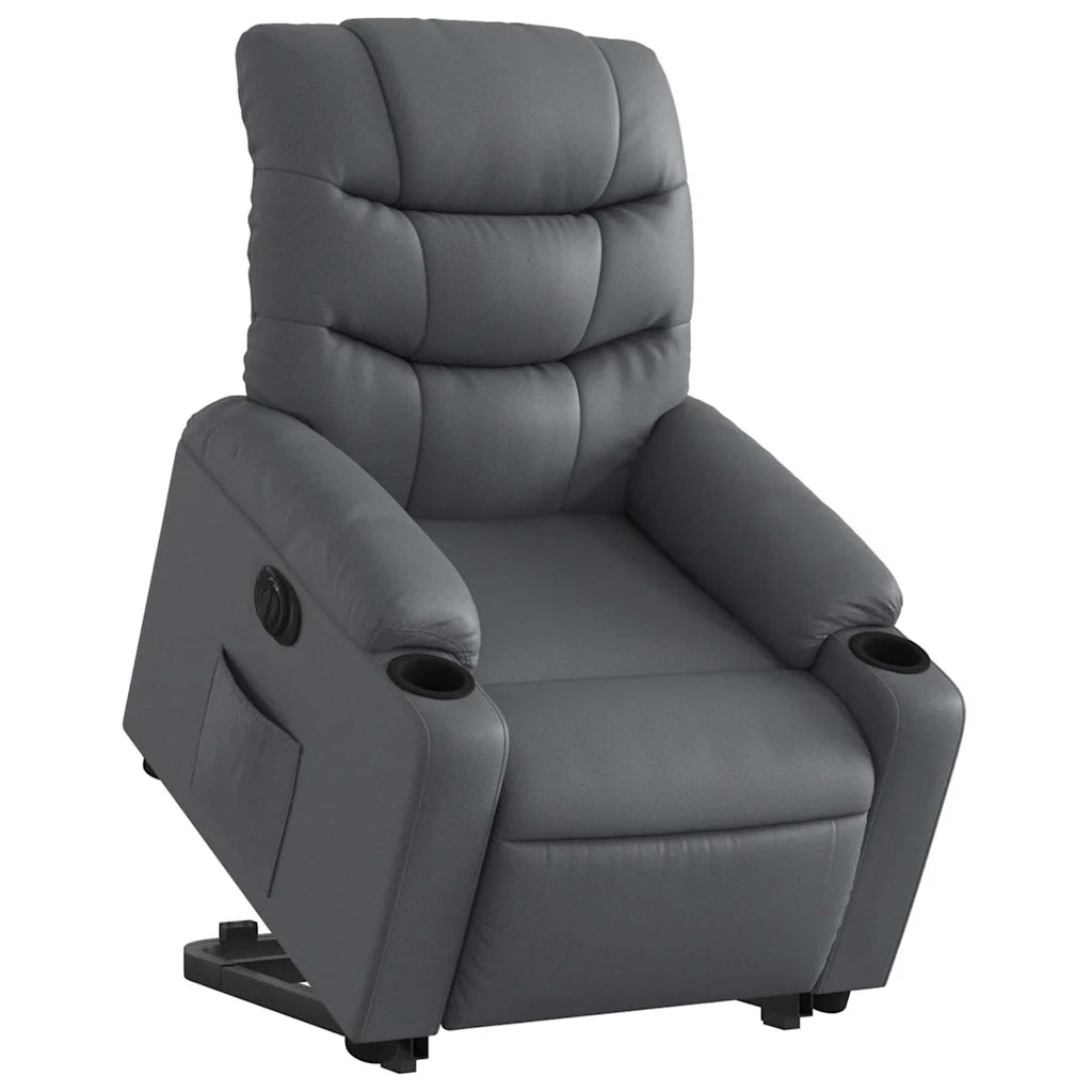 Poltrona Alzapersona Reclinabile Grigio in Similpelle 3206616