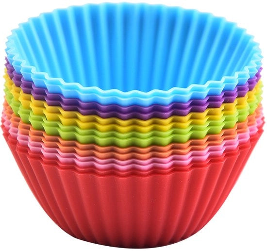 Forme per Cupcake in Silicone, 28-Pack Forme per Torta in Silicone, Forme per Muffin Reutilizzabili, Forme per Cupcake in Silicone Resistenti al Lavarono, Forme per Muffin in Silicone per la Cottura di Torte, Gelato, Muffin Pudding (Rond-7x7x3cm)