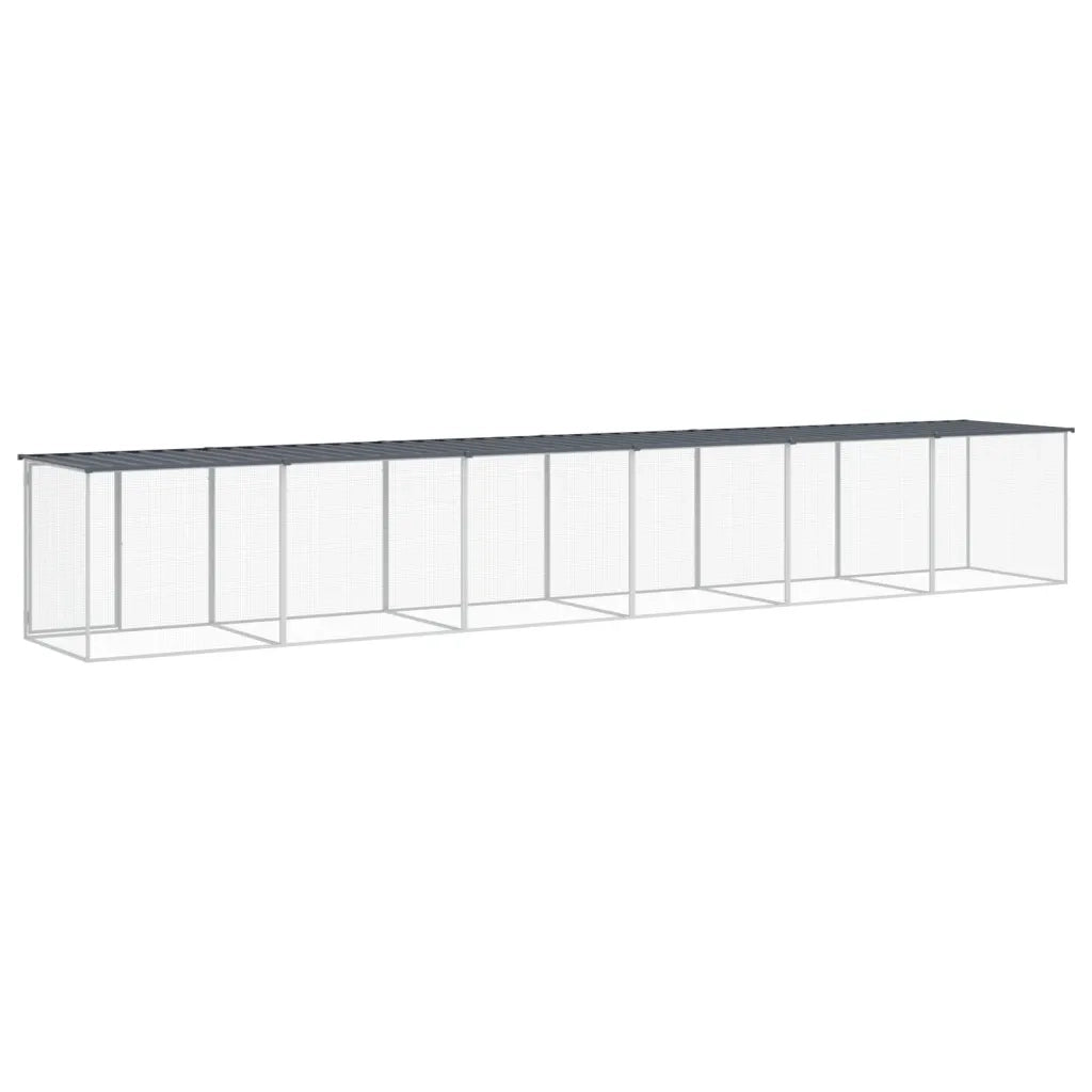 Gabbia Polli con Tetto Antracite 603x98x90 cm Acciaio Zincato 3189051