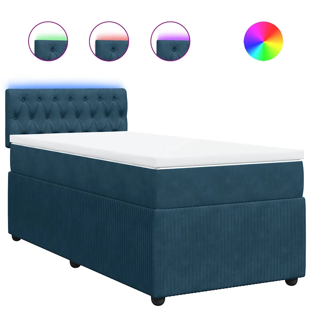 Giroletto a Molle con Materasso Blu 100x200 cm in Velluto