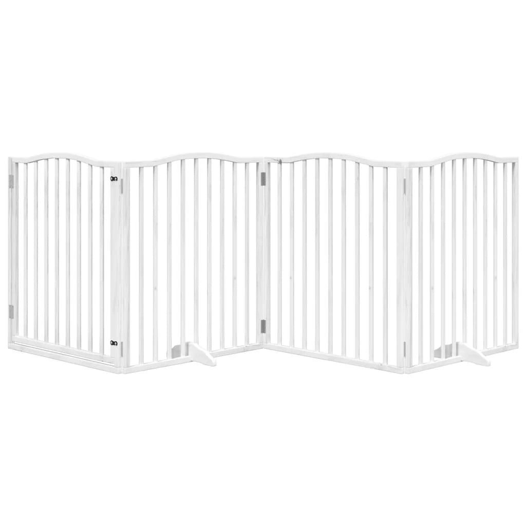 Cancelletto e porta di sicurezza per animali domestici 4 pannelli legno di pioppo bianco 02_0023346