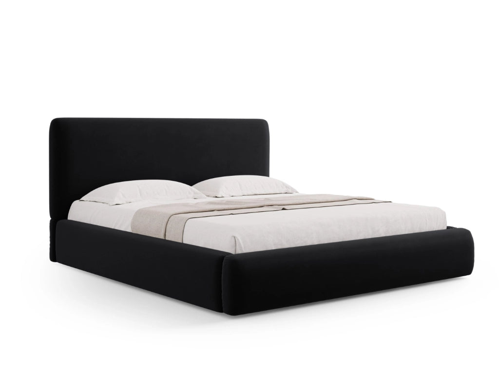 Cosmopolitan Design - Letto a cassettone con testiera "Colonel" 180x200cm in velluto nero 