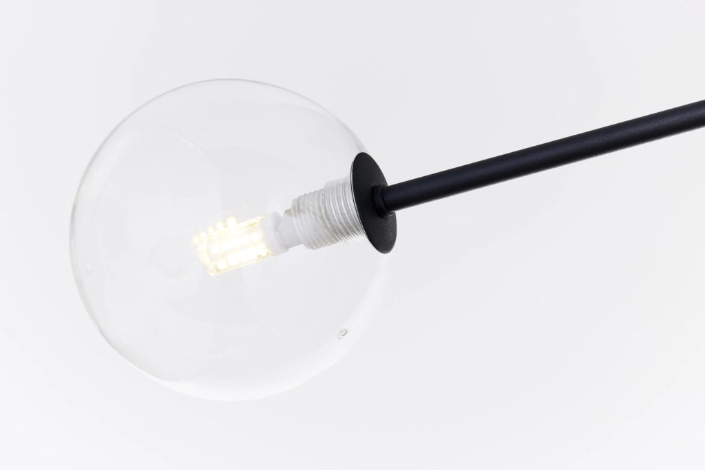 Lampada a sospensione Moka nera sfere vetro 8 luci Jupiter