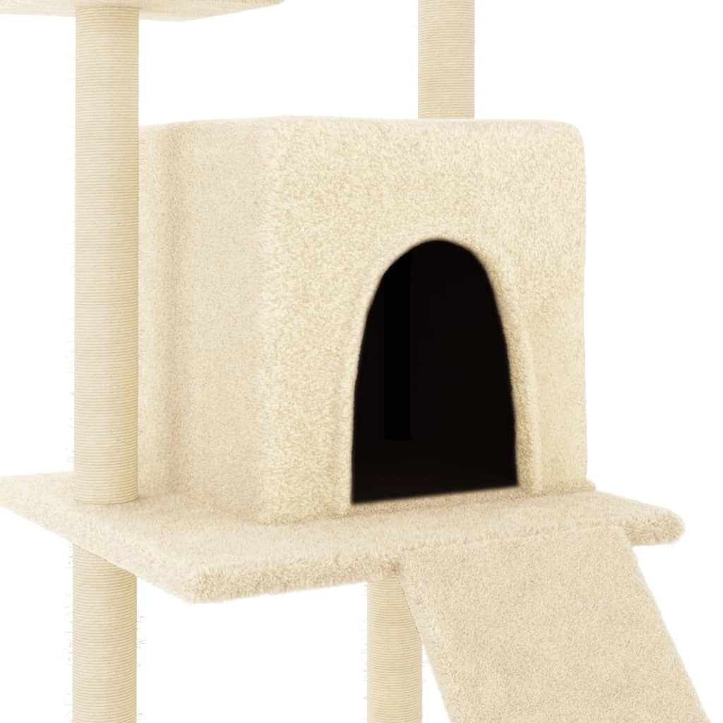 Tiragraffi per gatti torre per arrampicata giocattolo piattaforma per arrampicata con tiragraffi in sisal 110 cm crema 02_0022457
