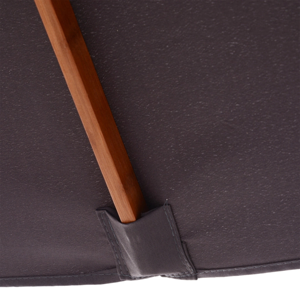 Parasole pieghevole in legno di abete regolabile a 3 stadi dimensioni 200x150x230 cm colore grigio scuro per giardino