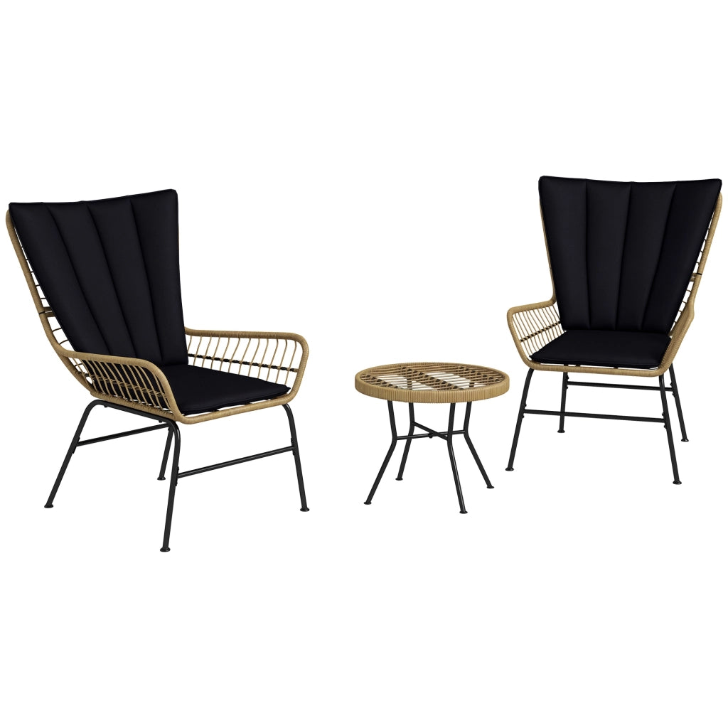 Set Bistrot per Balcone in Polipropilene ¨C zephmum ¨C 76x66x96 cm, Nero