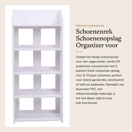 Organizzatore di scarpe 5 livelli - Pannelli di stoccaggio per scarpe - Pannello PVC - Adatto per 10 pair di scarpe - Facile da installare - Organizzatore per scarpe