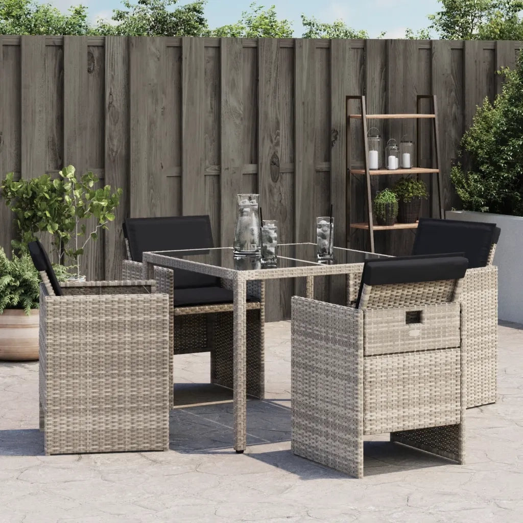 Sedie da Giardino con Cuscini 4 pz Grigio Chiaro in Polyrattan 4007440