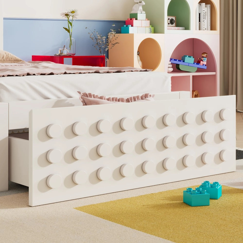 Letto Singolo in Legno Massello con Cassetti e Contenitore ¨C MINIMAL ¨C Bianco 90x200