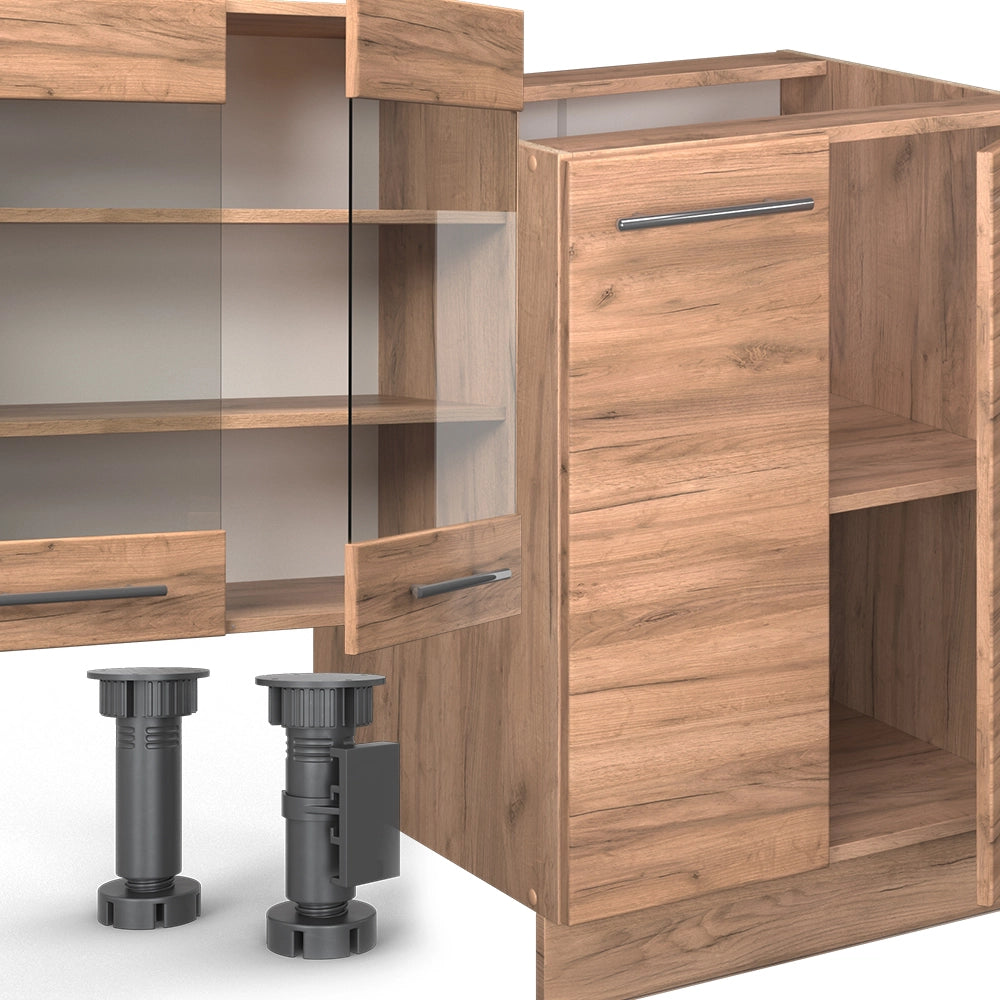 Cucina componibile Fame-Line Rovere dorato/Rovere dorato 300 cm con armadio alto, PL Rovere Vicco