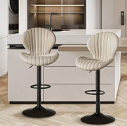 Set di 2 sedute per bar con schienale e piedistallo regolabili in beige – 360° girevoli