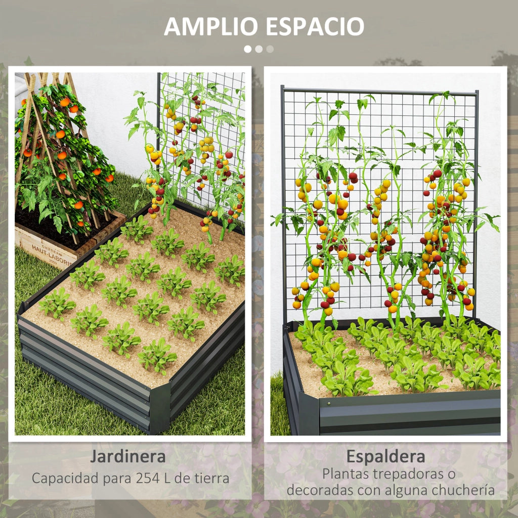 Fioriera Grande con Griglia per Piante Rampicanti ¨C zephmum ¨C 80x115x125 cm Grigio Scuro