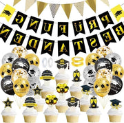 Set di Graduazione per Festa di Compleanno - Bandiera, Lanciatore, Palloni - 2024 - Diploma di Laurea - Decorazione della Torta