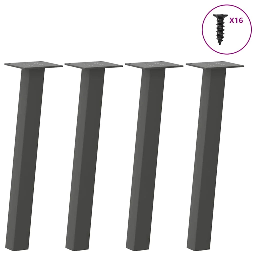 Set di 4 gambe per tavolino da caffè 42 cm in acciaio antracite design contemporaneo pratico e robusto 02_0056787