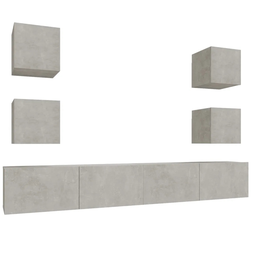 Set di Mobili Porta TV 6 pz Grigio Cemento in Legno Multistrato 3114265