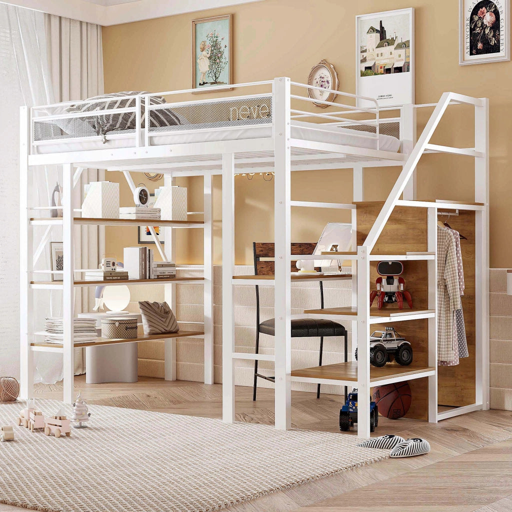 Letto a castello in metallo - Xylo - 140x200 - Bianco - Senza materasso