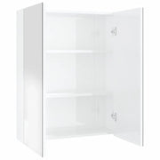 Armadietto a Specchio per Bagno-Mobiletto a specchio 60x15x75 cm MDF Bianco Lucido