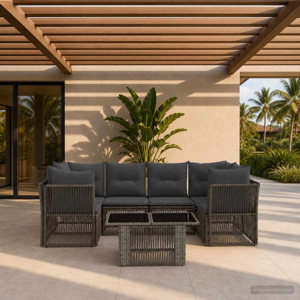 Set Divano da Giardino 7 pz Grigio polyrattan 3436424