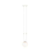 Lampada a sospensione GLAM in acciaio bianco opale e oro