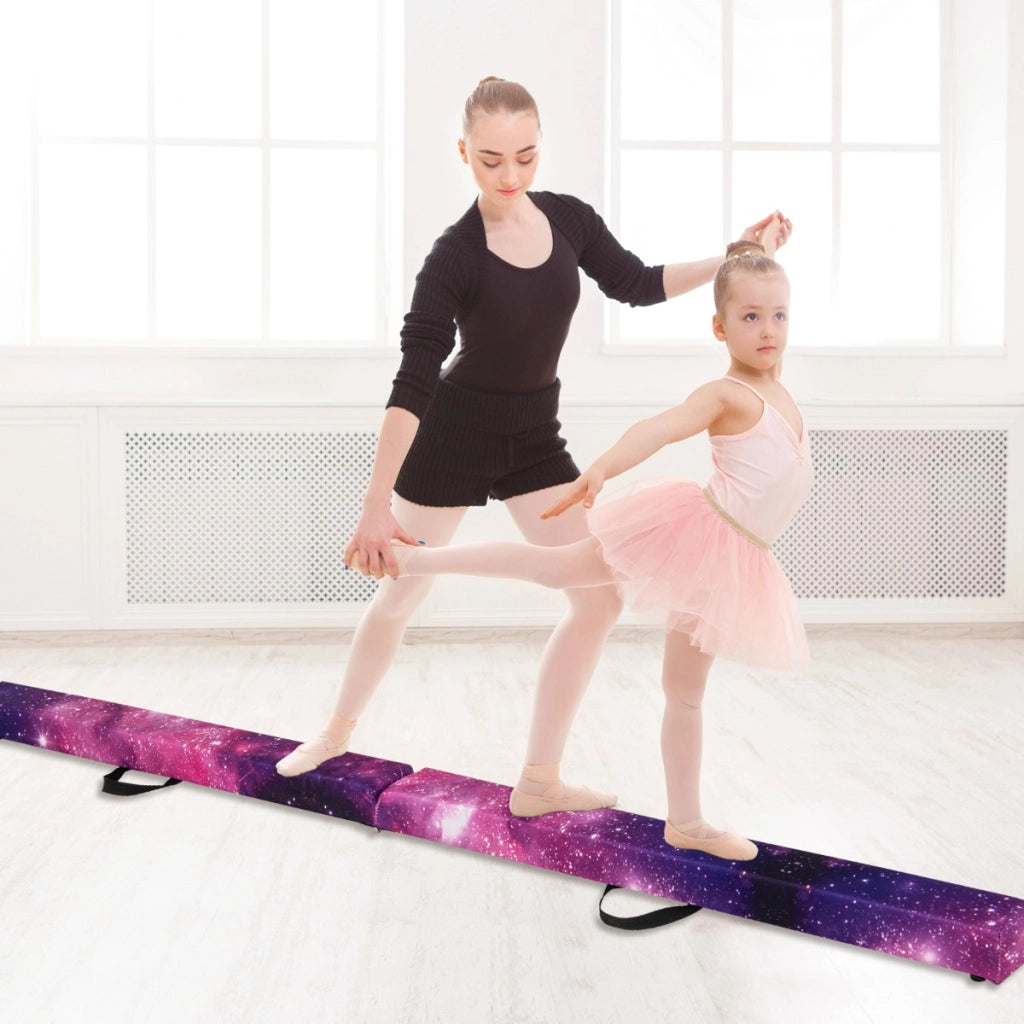 Trave da equilibrio pieghevole in schiuma per bambini adolescenti, Trave ginnastica a pavimento con maniglia Stella Magica-Tappetini ginnastica e yoga