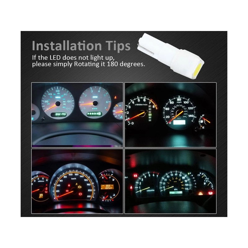 10 Lampadine LED T5 12V W1.2W Bianche 6000K SMD 5050 per Cruscotto Auto Moto