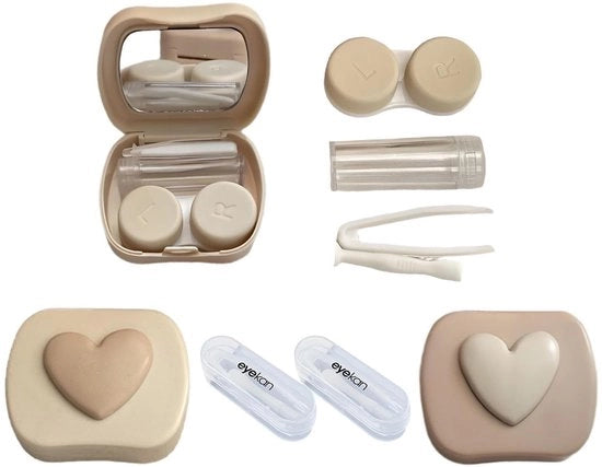 Contenitore per lenti a contatto con specchio - Aiuto per inserimento lenti a contatto - Scatola per lenti a contatto - 2 pezzi - Plastica - Dadi di silicone morbidi - Contenitore per lenti a contatto