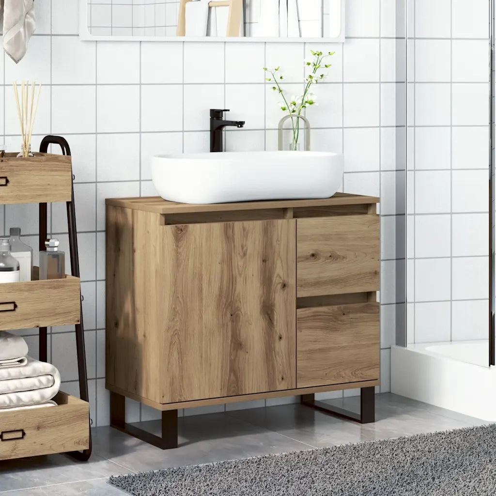 vidaXL Armadietto da Bagno Rovere Artigianale 65x33x60cm in Truciolato