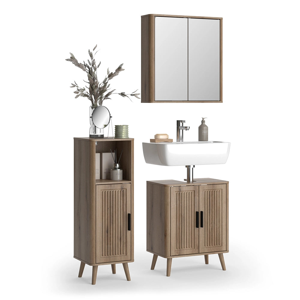 Set mobili bagno Skara Rovere 3 pezzi, con cabinet midi Vicco