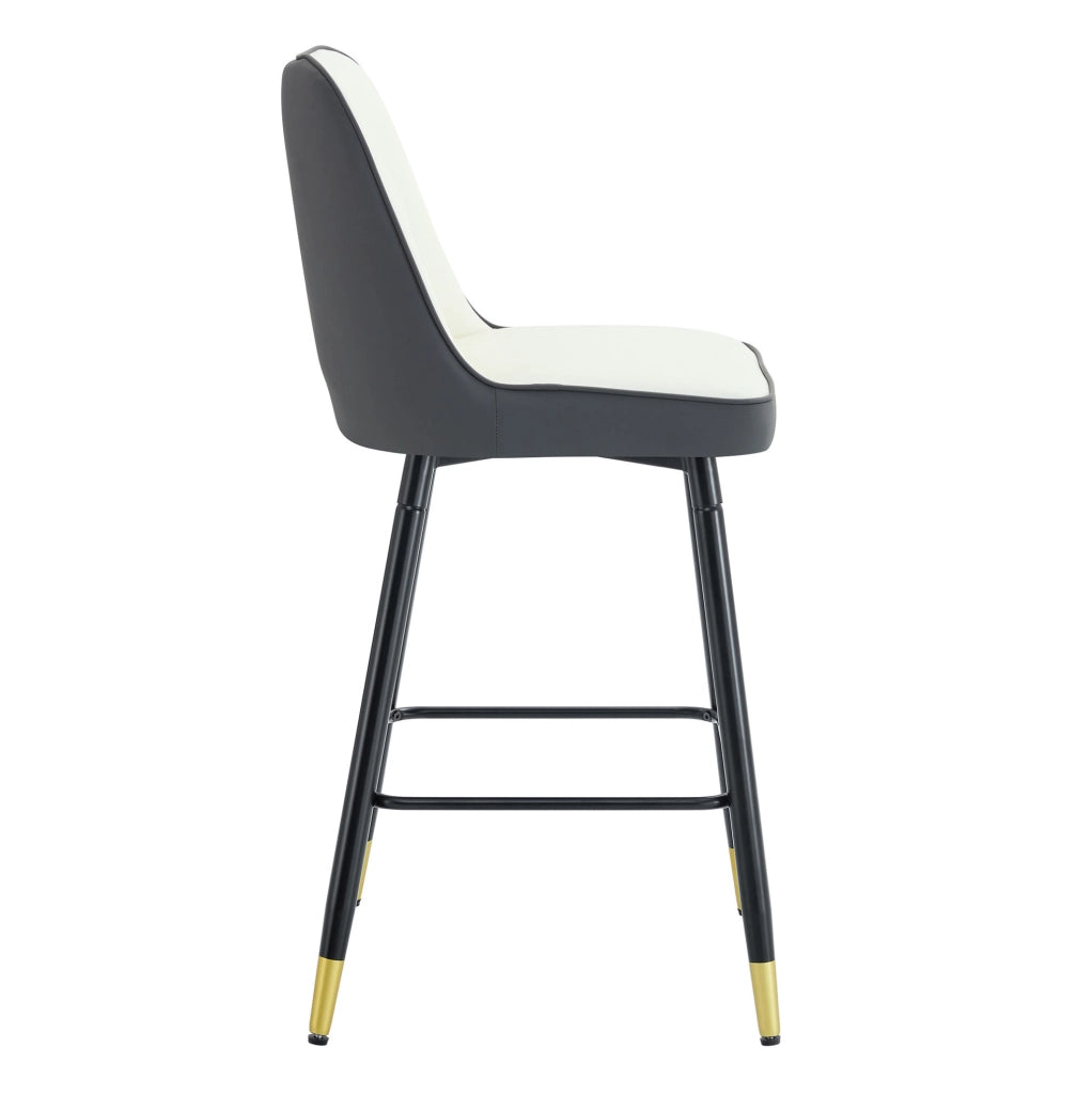 Set di 2 sgabelli da bar 100 cm in PU bianco e grigio scuro