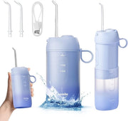 Waterflosser USB Oplaadbaar Portatile per Pulizia dei Denti - Dispositivo di Pulizia dei Denti Senza Fili con Tanica Rimovibile per Casa e Viaggio, C1 Blu