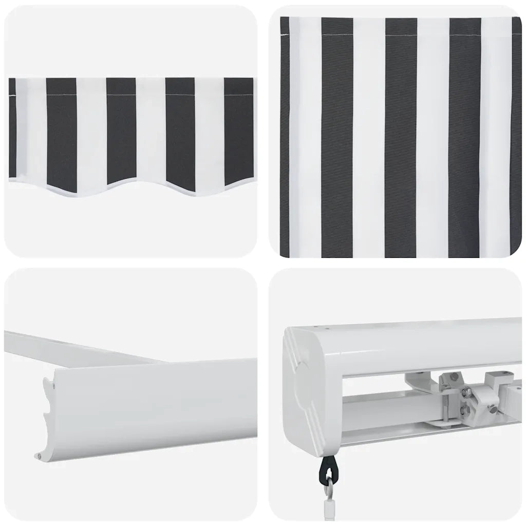 Tenda Retrattile Antracite e Bianca 5x3 m Tessuto e Alluminio 3216127