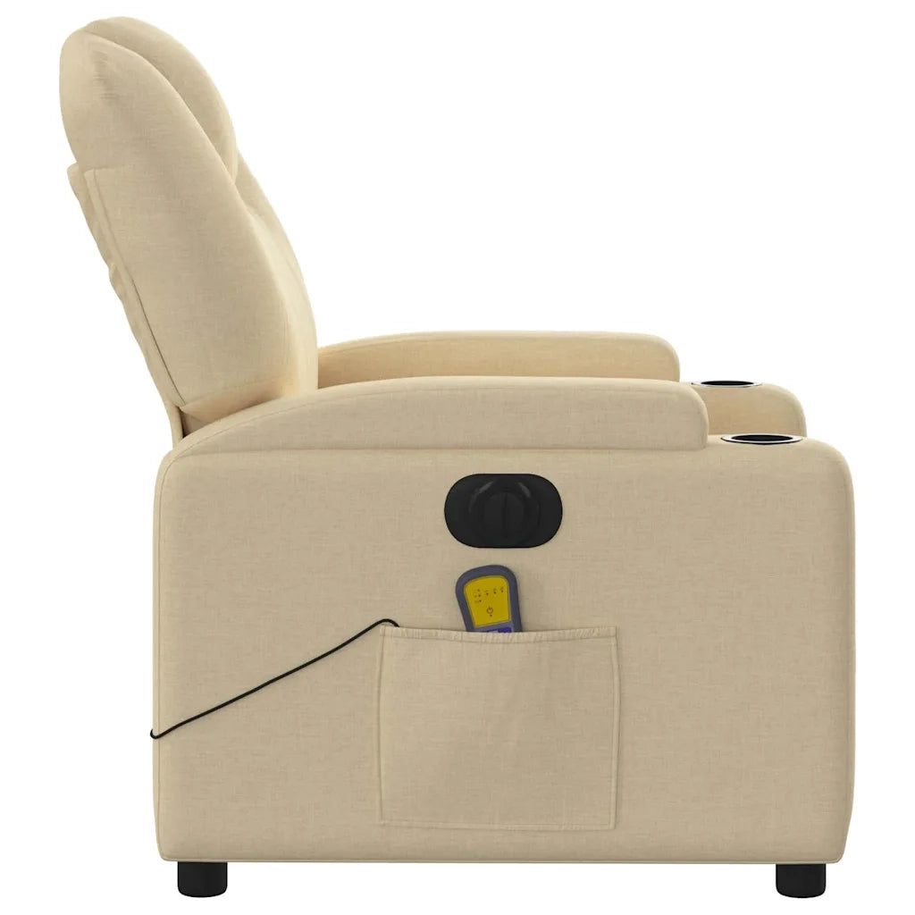 Poltrona Reclinabile Massaggiante Elettrica Crema in Tessuto 3204365