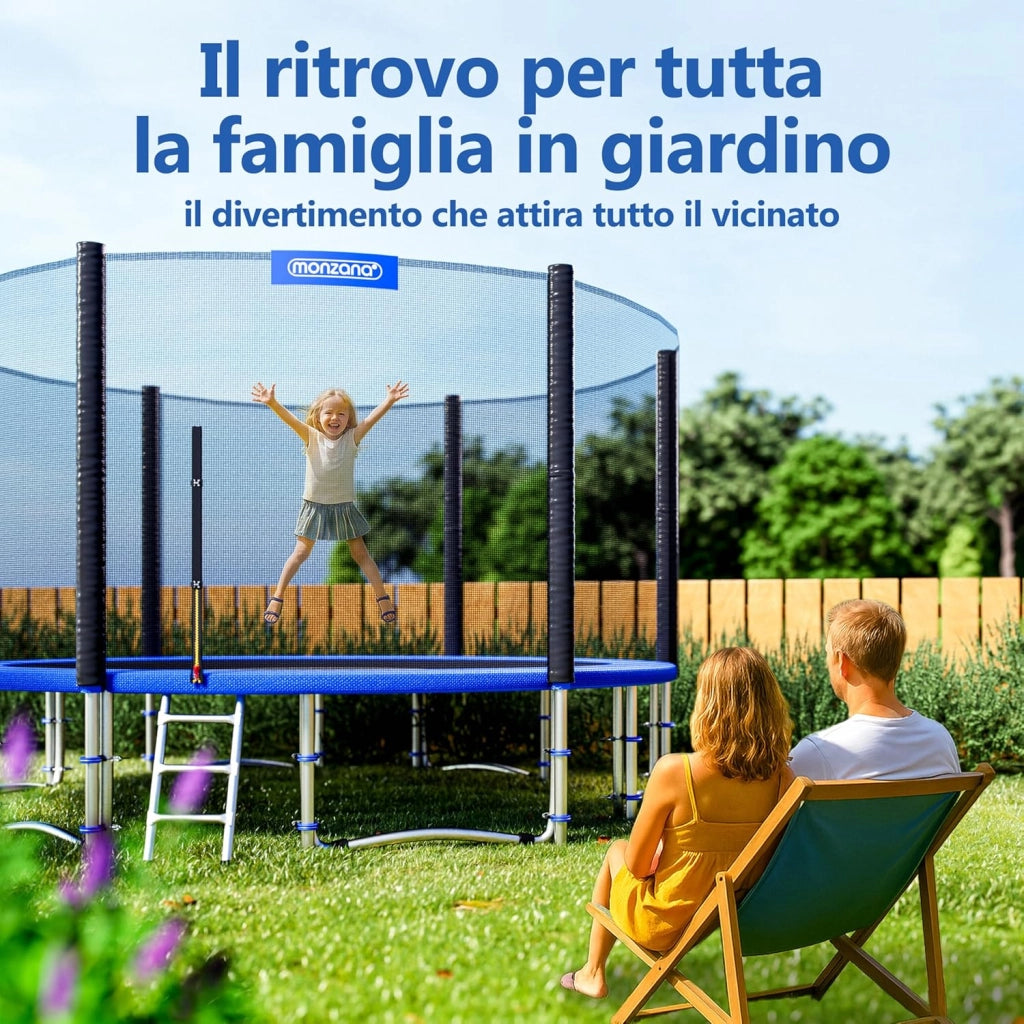 ® Trampolino Ø 183-427cm Set Completo Tappeto Elastico Rete Sicurezza Trampolino Elastico
