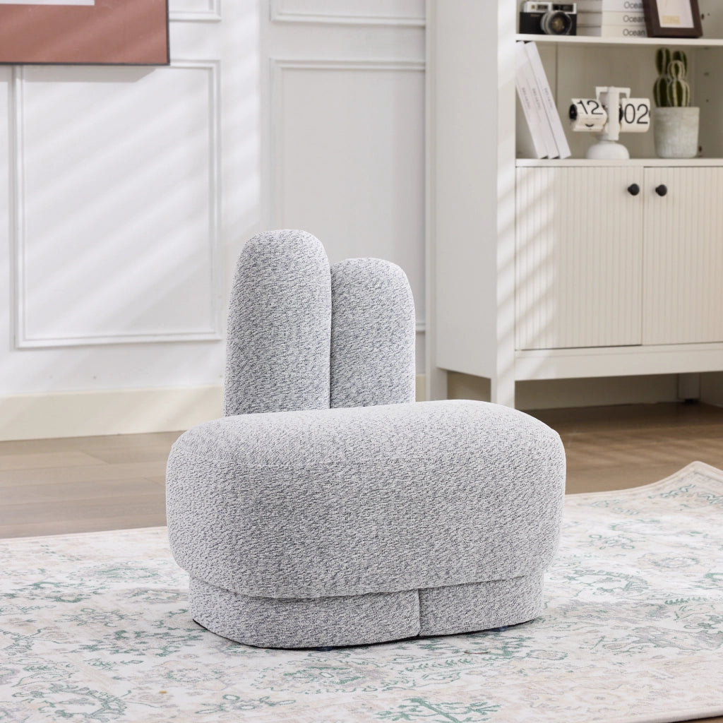 POUF imbottito a forma di coniglio in tessuto grigio antico bianco