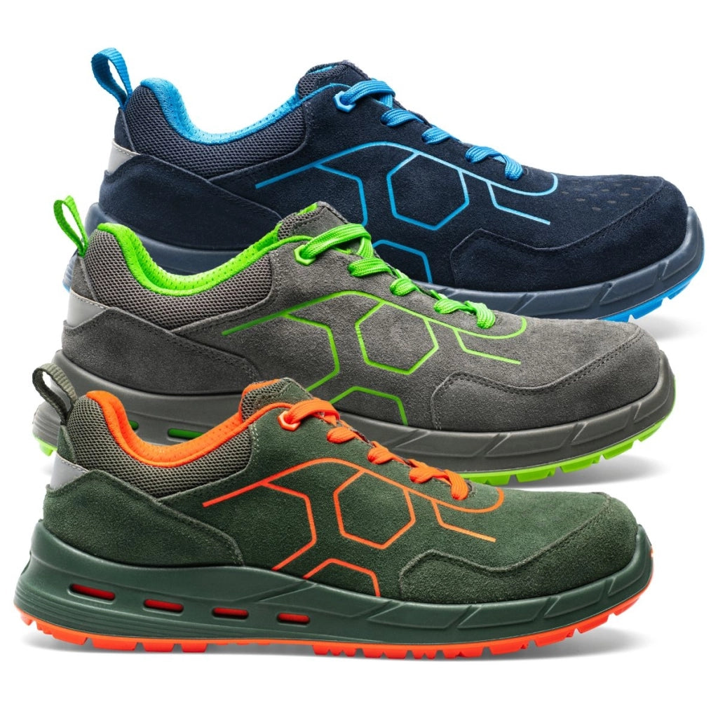 Scarpe da Lavoro Antinfortunistiche Basse S1SP ESD Pelle Scamosciata | Sottozero Modello NORAD Verde/Arancio/42