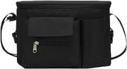 Organizzatore di carrozzina per bambini con contenitori per bevande e cinturino a spalla - Impermeabile - Nero
