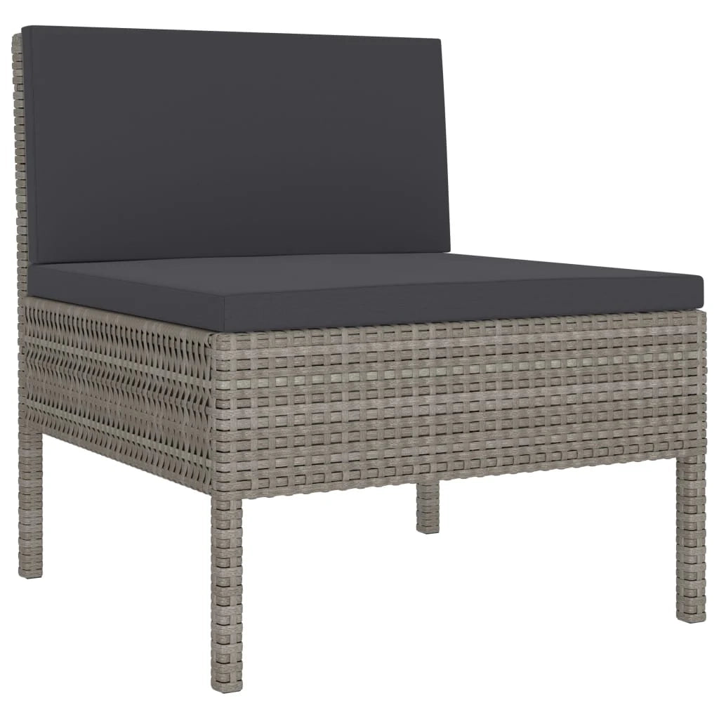 Set di mobili da giardino mobili da esterno set da 3 pezzi con cuscini resina intrecciata grigia 02_0015995