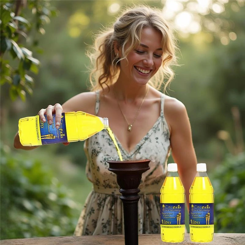 CITRONELLA OLIO COMBUSTIBILE PER TORCE DA GIARDINO ESTERNE 100% VEGETALE AIUTA AD ALLONTANARE LE ZANZARE 1 LT