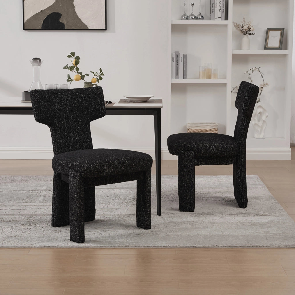Poltrona Accent in Tessuto Chenille senza Braccioli ¨C MINIMAL ¨C Grigio Nero, Gambe in Legno