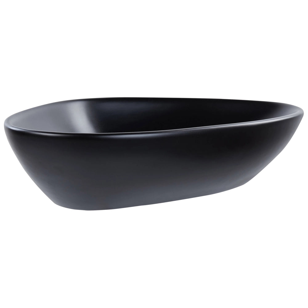 Lavabo da appoggio in ceramica nera lucida 600 x 390 mm Lavello da bagno di forma irregolare