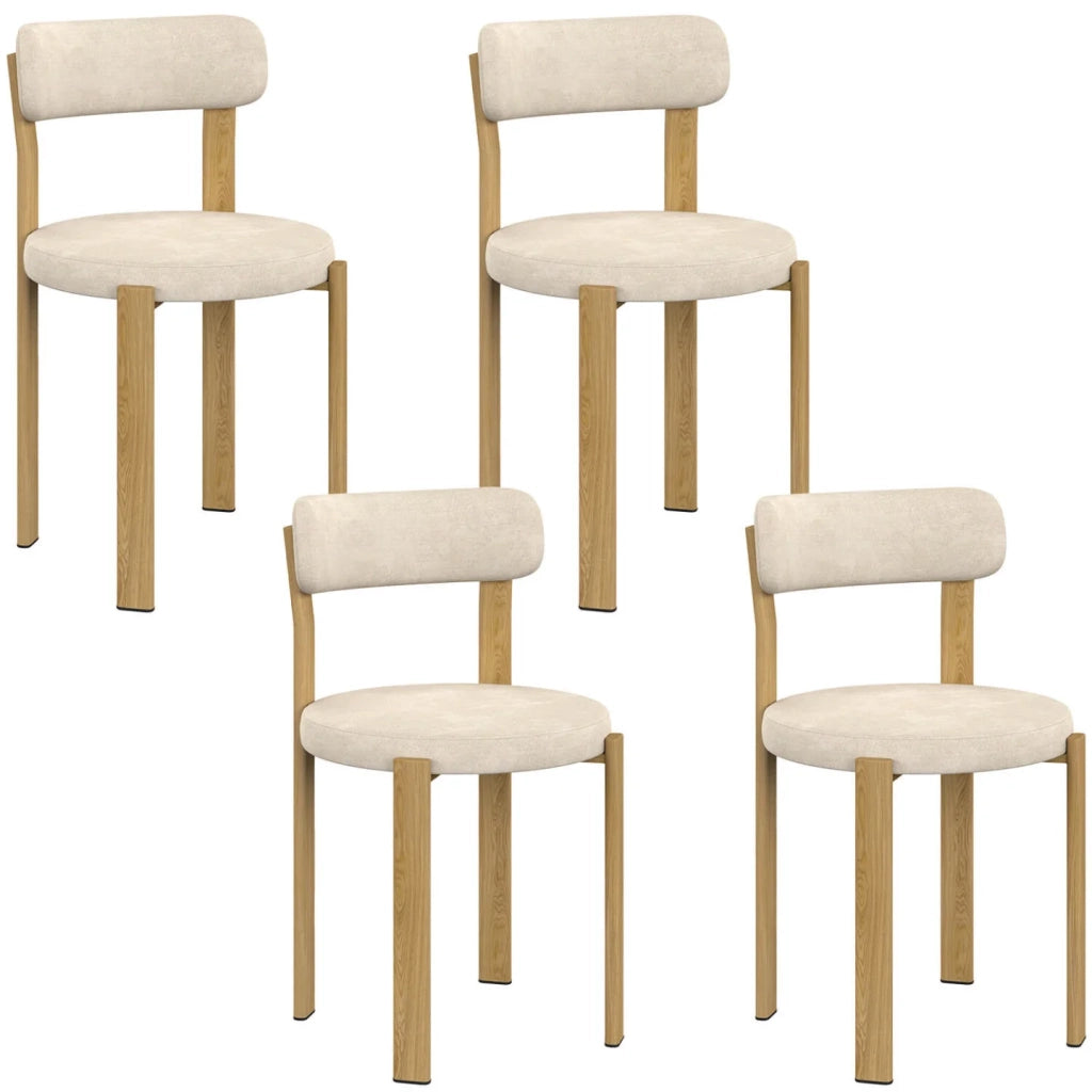IDMarket - Set di 4 sedie da pranzo NELLA in ciniglia beige
