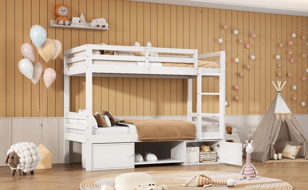 LETTO A CASTELLO 90x200 cm Bianco in Legno massello e MDF divisibile