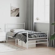 Giroletto con Testiera e Pediera-Struttura Letto Metallo Bianco 100x190 cm 914514