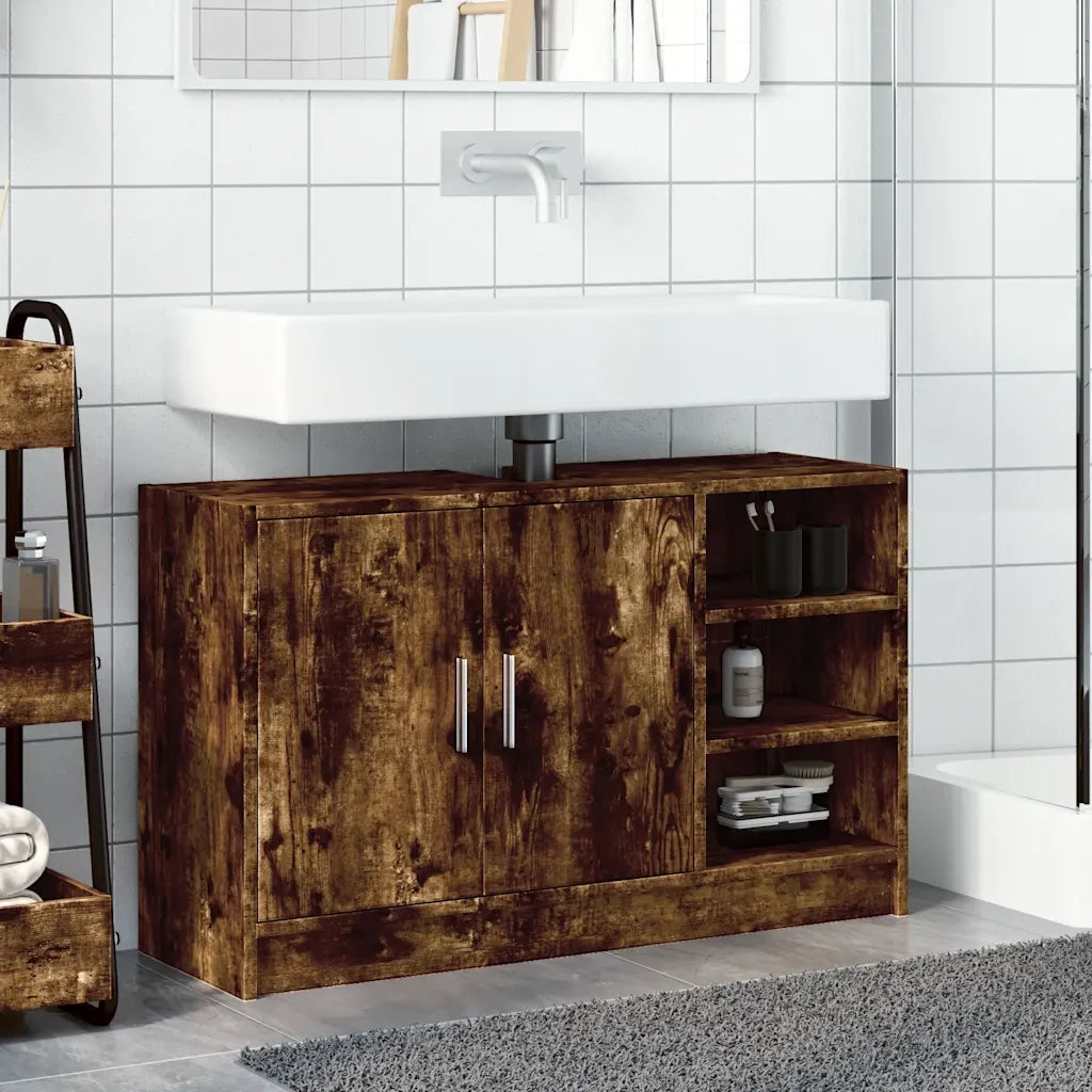 Mobile Lavabo | Armadio Lavabo Rovere Fumo 90x29x55 cm in Truciolare