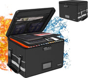 Boxe documentarie resistenti al fuoco, scatole archivio impermeabili, scatole per documenti pieghevoli con maniglie e manubrii, scatole archivio portatili per documenti pendenti/cartelle giuridiche, colore nero