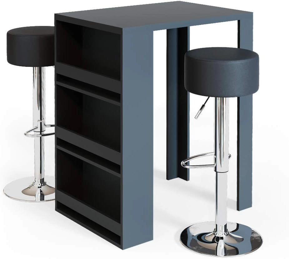 Tavolo bar con sgabelli, Antracite/bianco, 57 x 80 cm con 2 sgabelli da bar, per un utilizzo flessibile come zona pranzo o area di lavoro